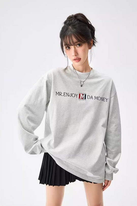 MEDM Flag Label Embroidery Long Sleeved Tee