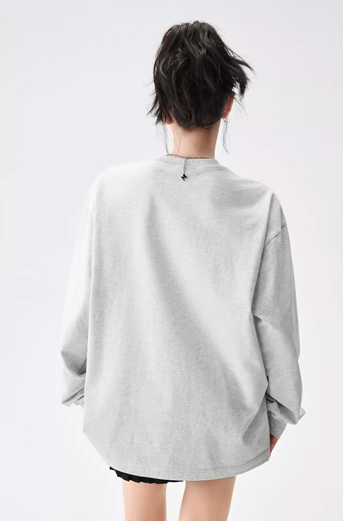 MEDM Flag Label Embroidery Long Sleeved Tee