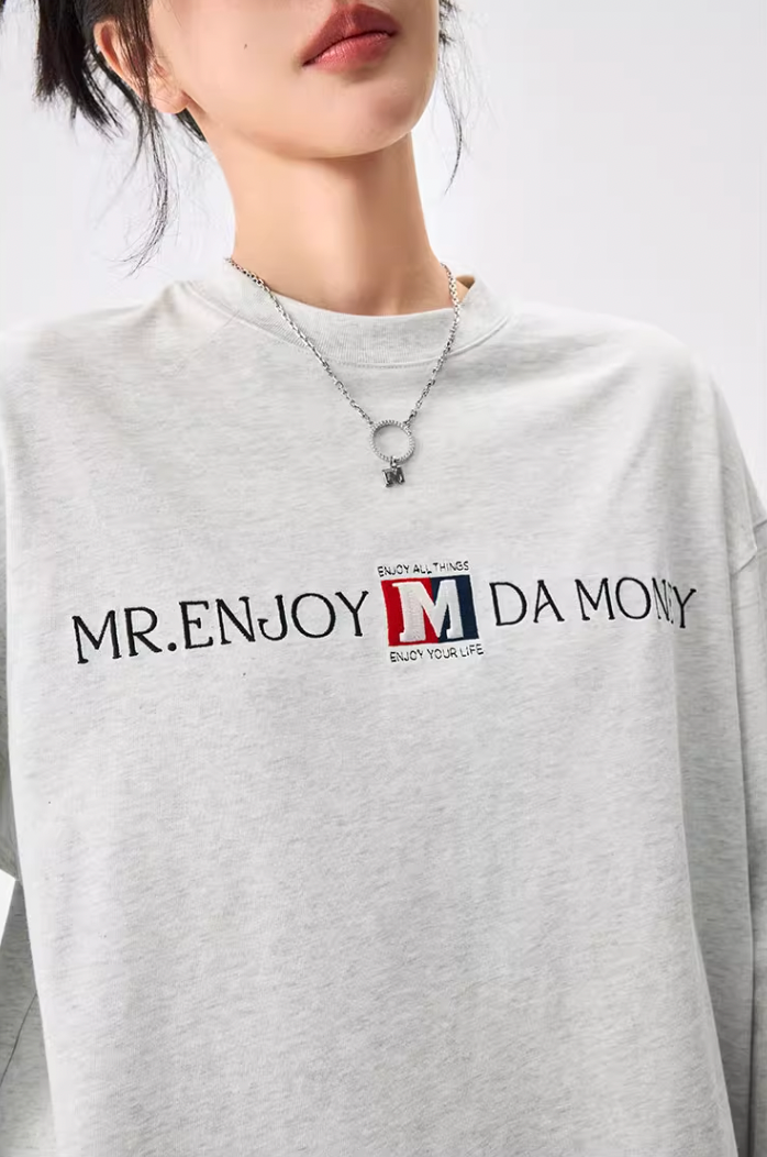MEDM Flag Label Embroidery Long Sleeved Tee