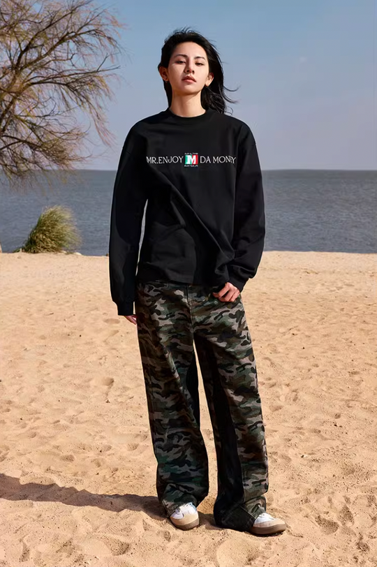 MEDM Flag Label Embroidery Long Sleeved Tee