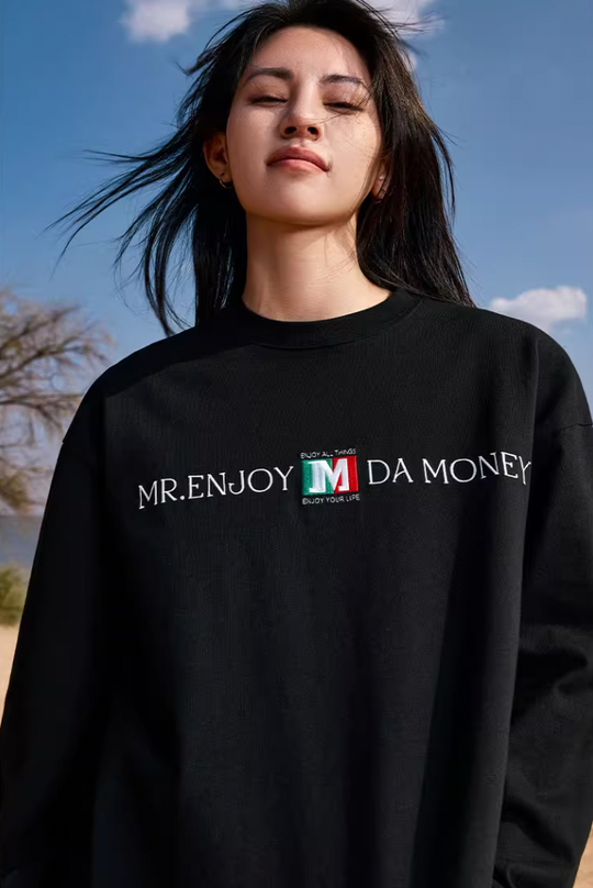 MEDM Flag Label Embroidery Long Sleeved Tee