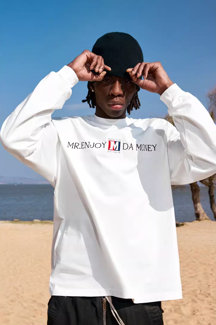 MEDM Flag Label Embroidery Long Sleeved Tee