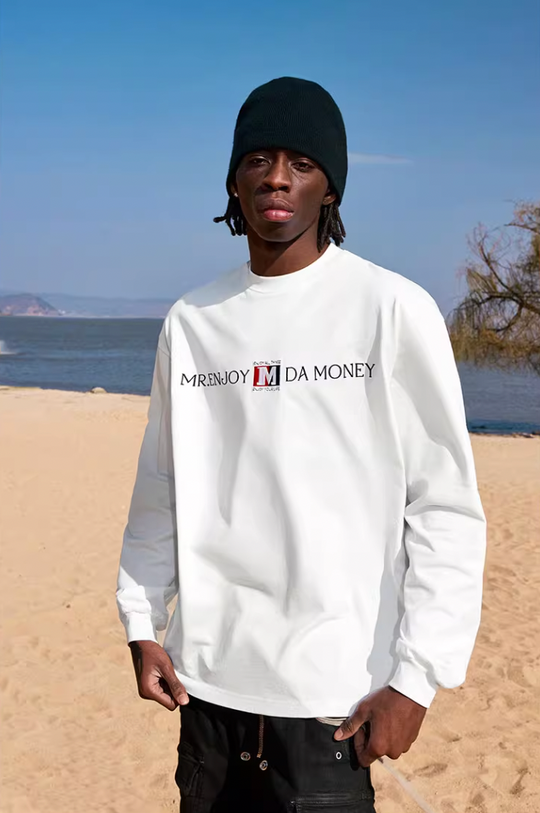 MEDM Flag Label Embroidery Long Sleeved Tee