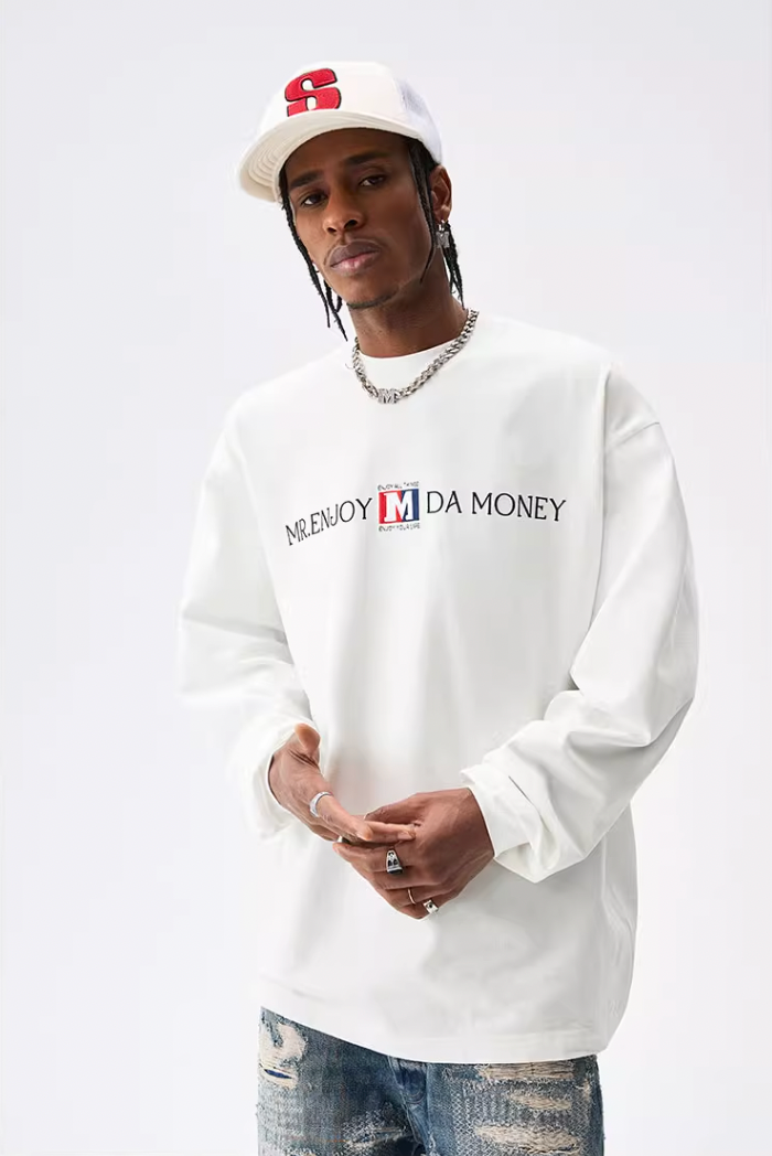 MEDM Flag Label Embroidery Long Sleeved Tee