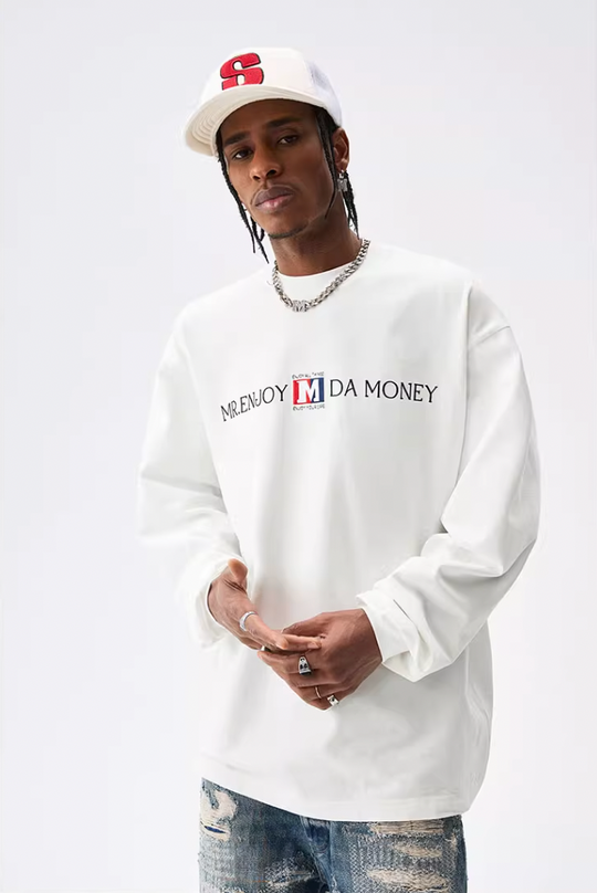 MEDM Flag Label Embroidery Long Sleeved Tee