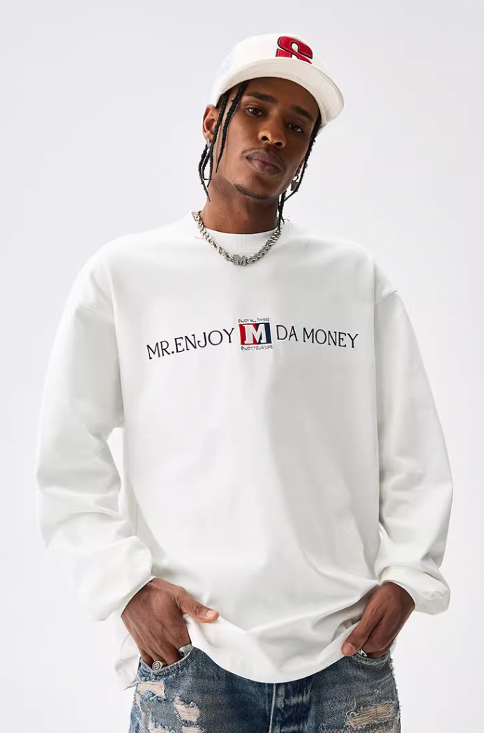 MEDM Flag Label Embroidery Long Sleeved Tee