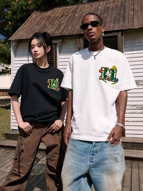 MEDM Floral Toothbrush Embroidery Tee