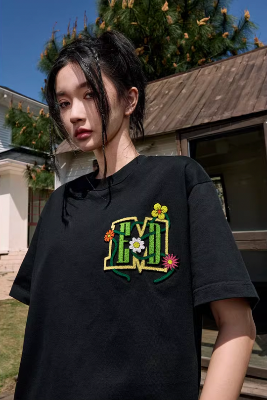 MEDM Floral Toothbrush Embroidery Tee