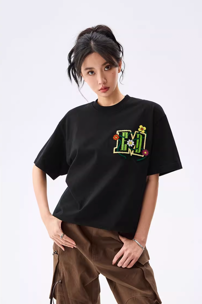 MEDM Floral Toothbrush Embroidery Tee