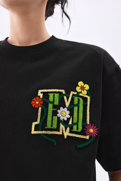 MEDM Floral Toothbrush Embroidery Tee