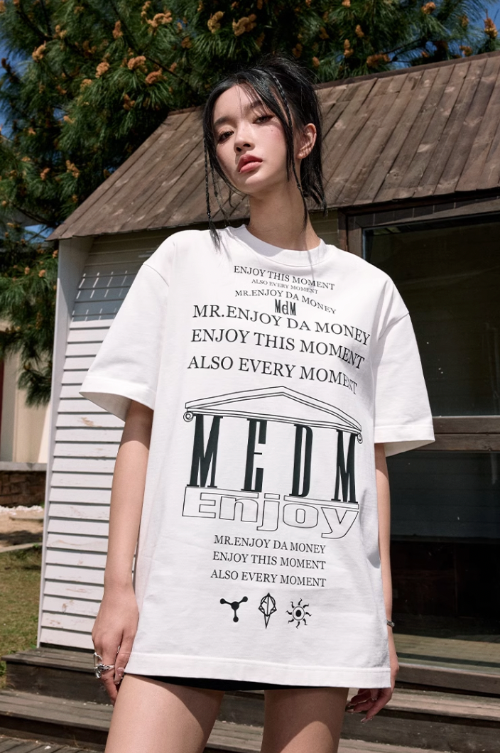 MEDM Letter Full Print Glow In The Dark Tee