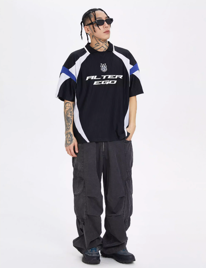 F2CE Splicing Collision Color Uniform Polo Shirt