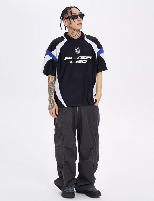 F2CE Splicing Collision Color Uniform Polo Shirt