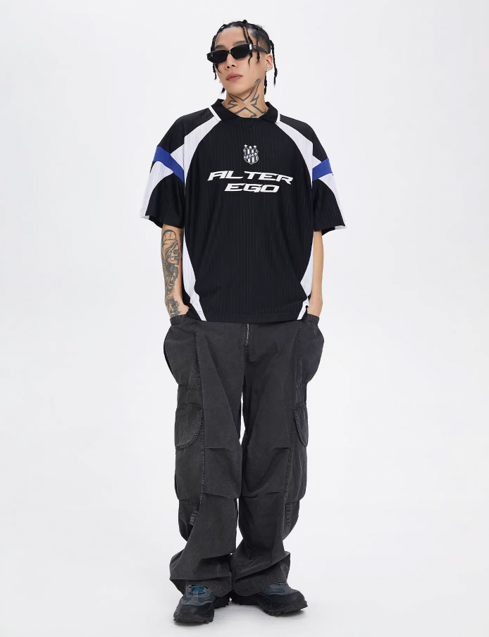 F2CE Splicing Collision Color Uniform Polo Shirt