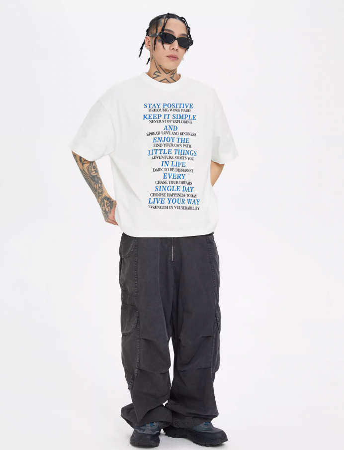 F2CE Blue Slogan Letter Print Tee
