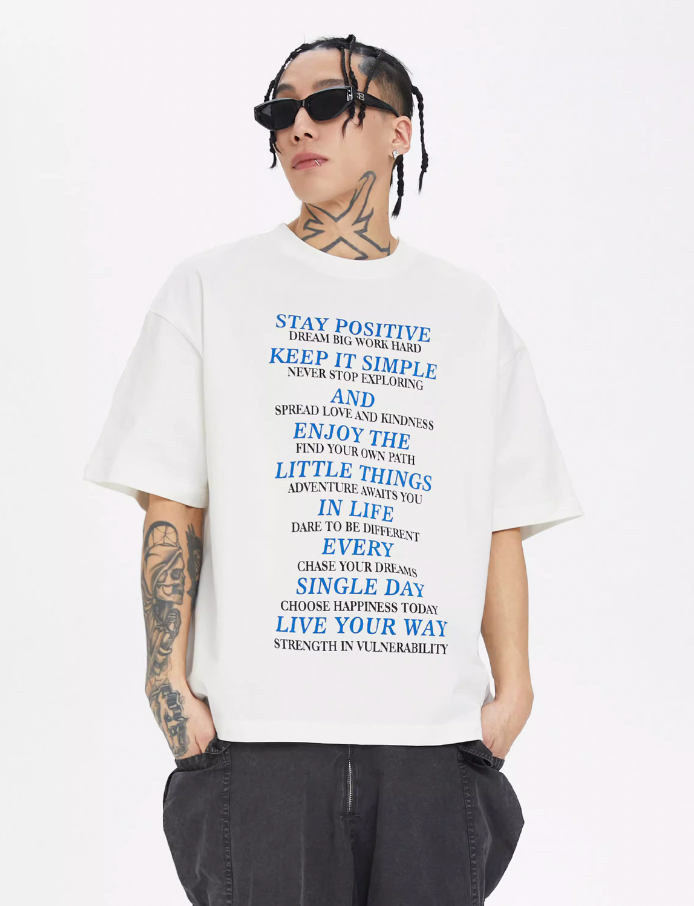 F2CE Blue Slogan Letter Print Tee