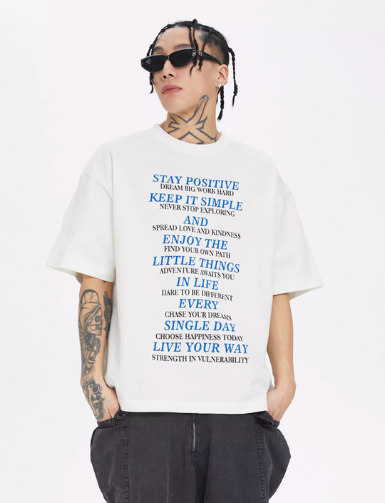 F2CE Blue Slogan Letter Print Tee