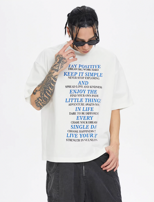 F2CE Blue Slogan Letter Print Tee