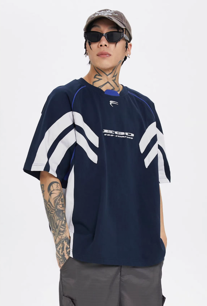 F2CE Contrasting Color Printing Embroidery Tee