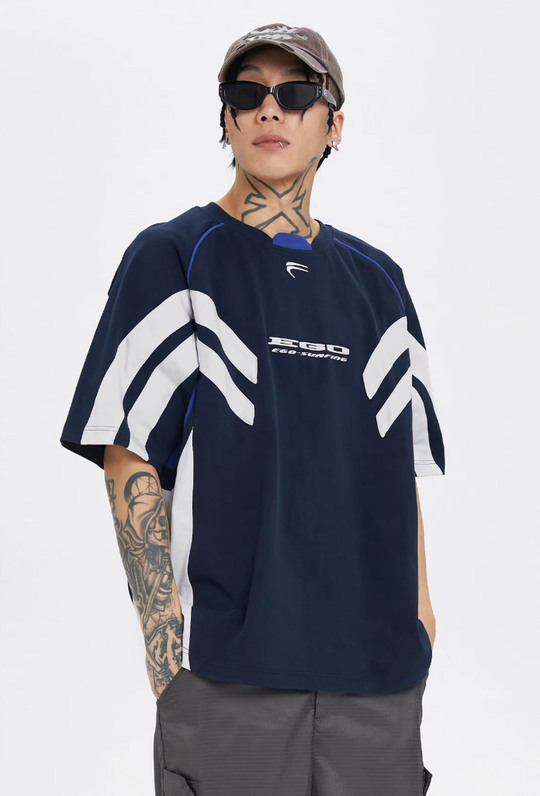 F2CE Contrasting Color Printing Embroidery Tee