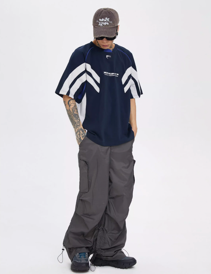 F2CE Contrasting Color Printing Embroidery Tee