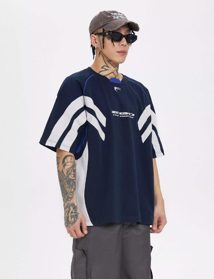 F2CE Contrasting Color Printing Embroidery Tee