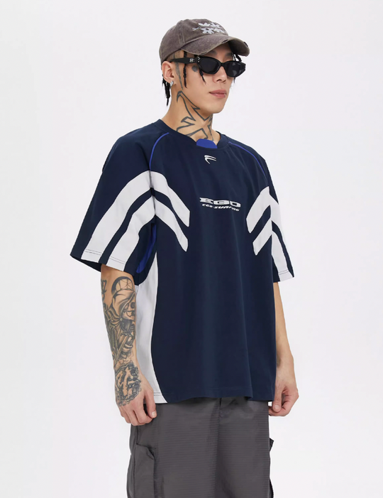 F2CE Contrasting Color Printing Embroidery Tee