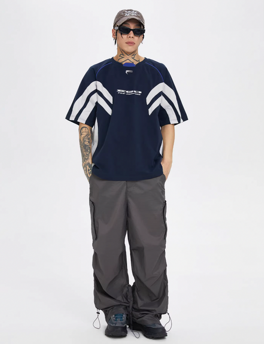 F2CE Contrasting Color Printing Embroidery Tee