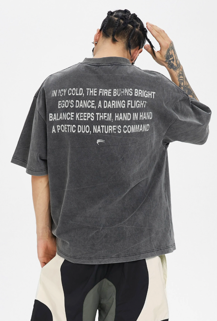 F2CE Basic Slogan Print Vintage Tee