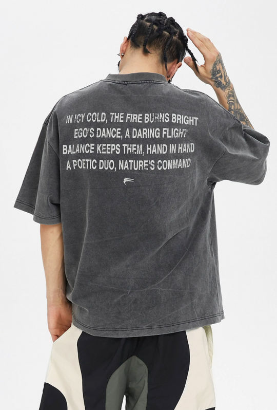 F2CE Basic Slogan Print Vintage Tee