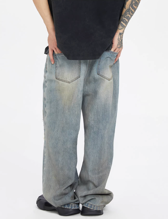 F2CE Washed Old Dirty Holes Denim Jeans