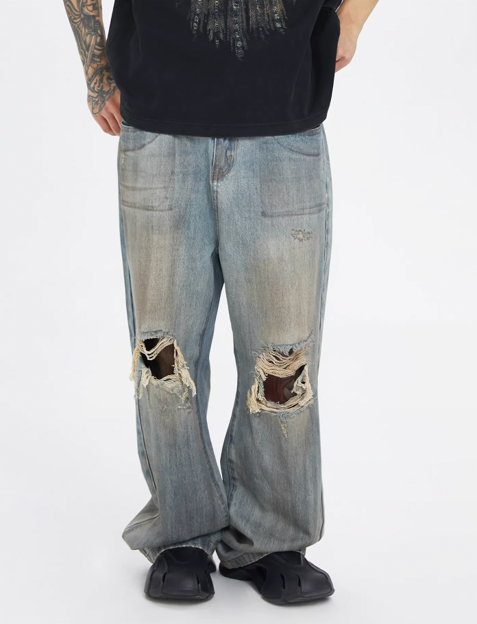 F2CE Washed Old Dirty Holes Denim Jeans