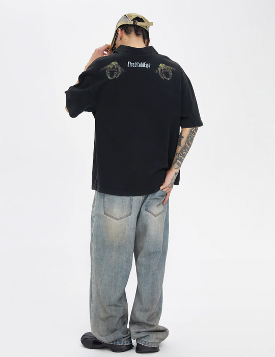 F2CE Washed Old Dirty Holes Denim Jeans