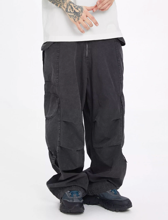 F2CE Large Pockets Workwear Pleated Wide Leg Pants