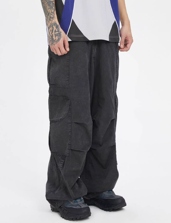 F2CE Large Pockets Workwear Pleated Wide Leg Pants
