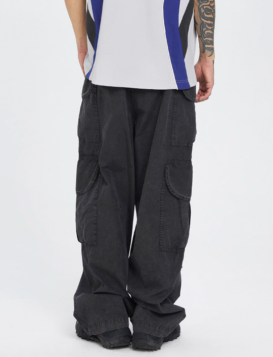 F2CE Large Pockets Workwear Pleated Wide Leg Pants