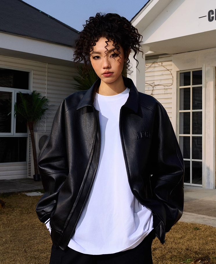 AFGK Angel Leather Varsity Jacket