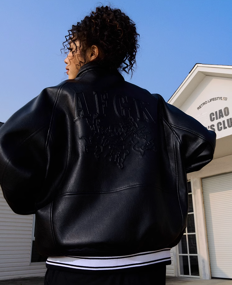 AFGK Angel Leather Varsity Jacket