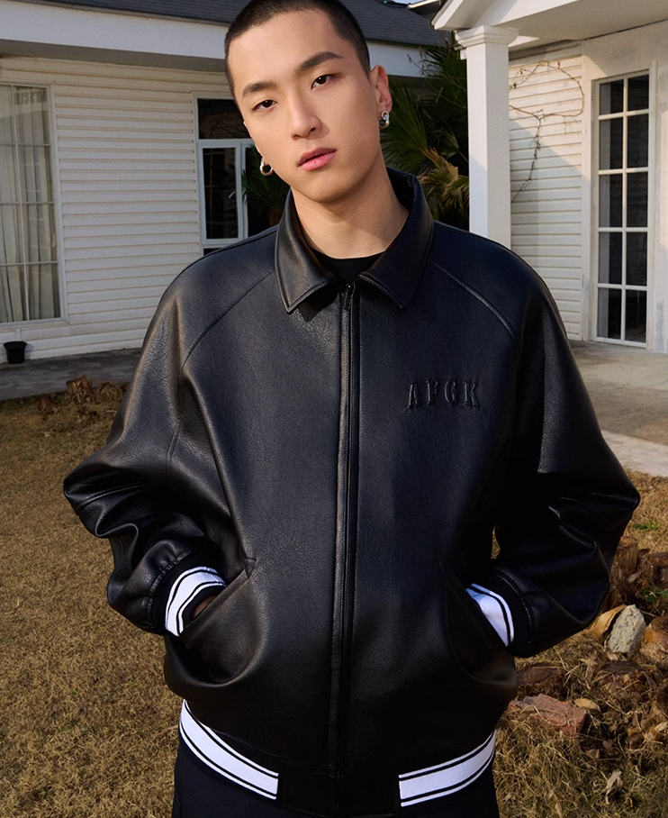 AFGK Angel Leather Varsity Jacket