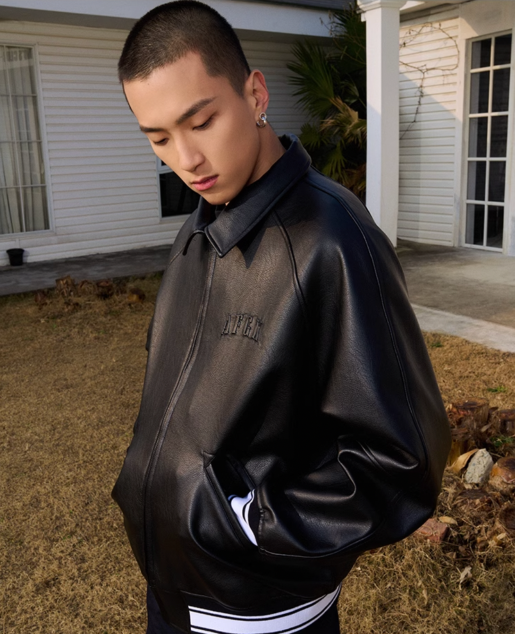 AFGK Angel Leather Varsity Jacket