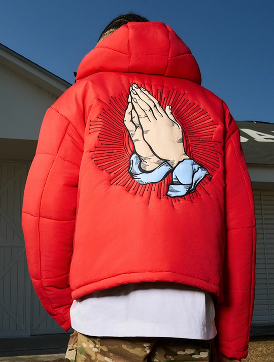 AFGK Prayer Logo Embroidery Gesture Printed Jacket