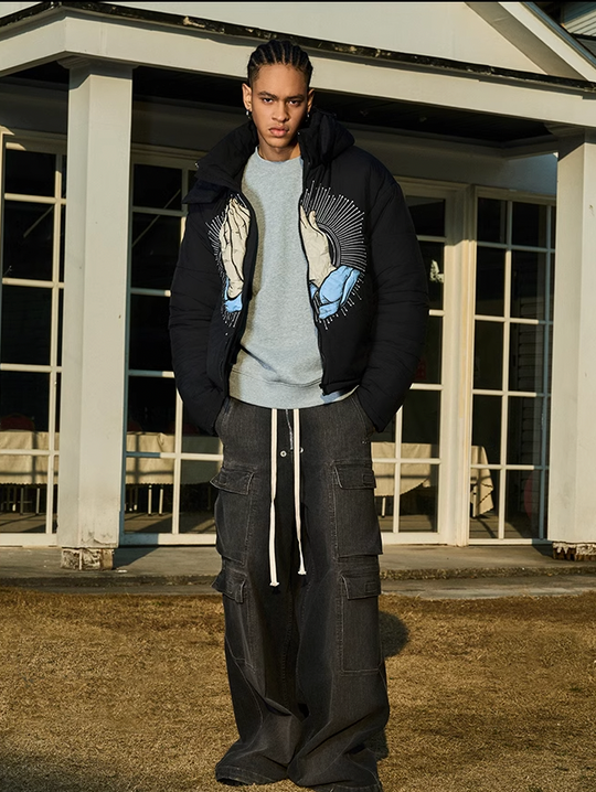 AFGK Prayer Logo Embroidery Gesture Printed Jacket