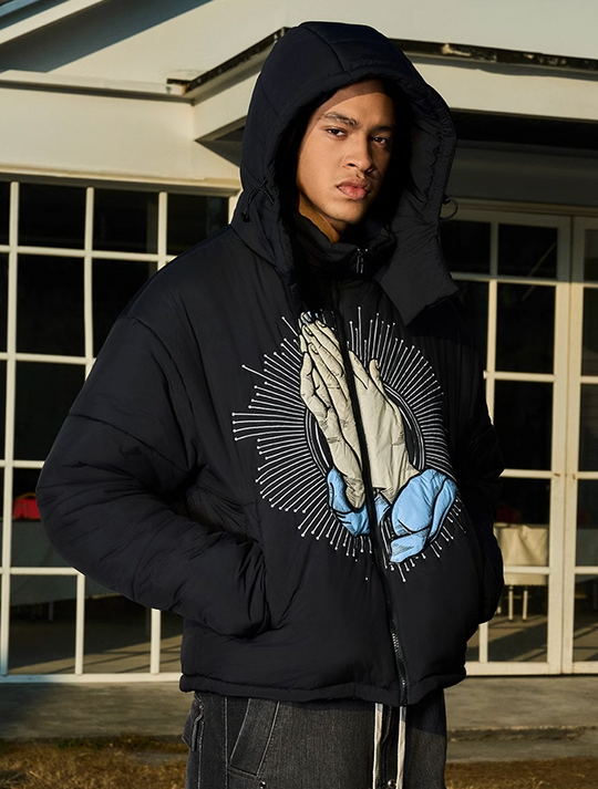 AFGK Prayer Logo Embroidery Gesture Printed Jacket