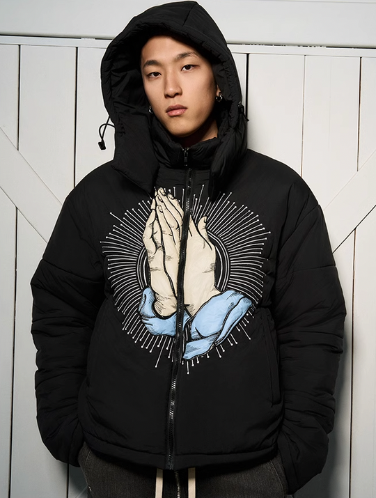 AFGK Prayer Logo Embroidery Gesture Printed Jacket