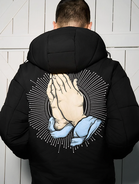 AFGK Prayer Logo Embroidery Gesture Printed Jacket