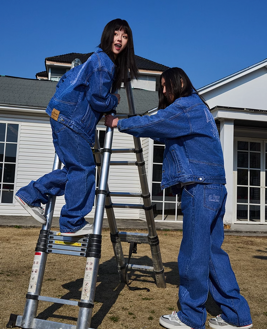 AFGK Three Angels Bright Line Embroidery Denim Jacket