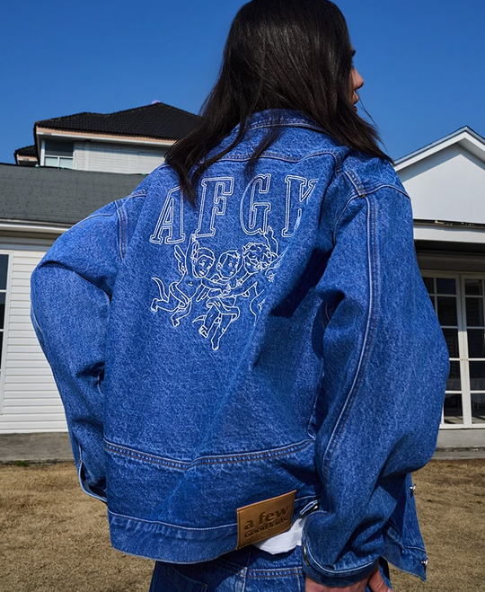 AFGK Three Angels Bright Line Embroidery Denim Jacket