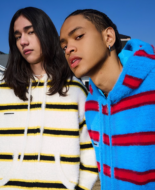 AFGK Striped Zipper Hooded Peplum Knit Jacket