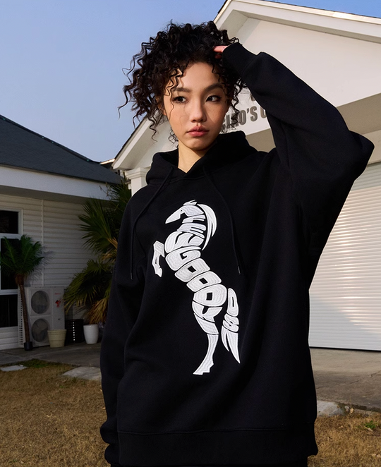 AFGK Morphing Font Horse Printed Embroidery Hoodie