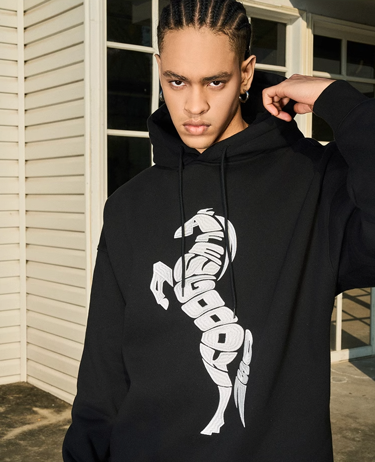 AFGK Morphing Font Horse Printed Embroidery Hoodie